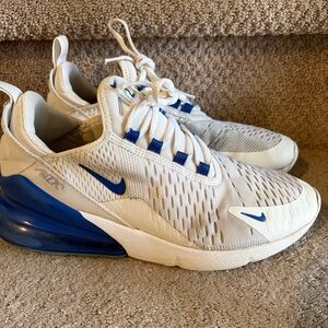 Nike Air Max 270 white and blue sneakers